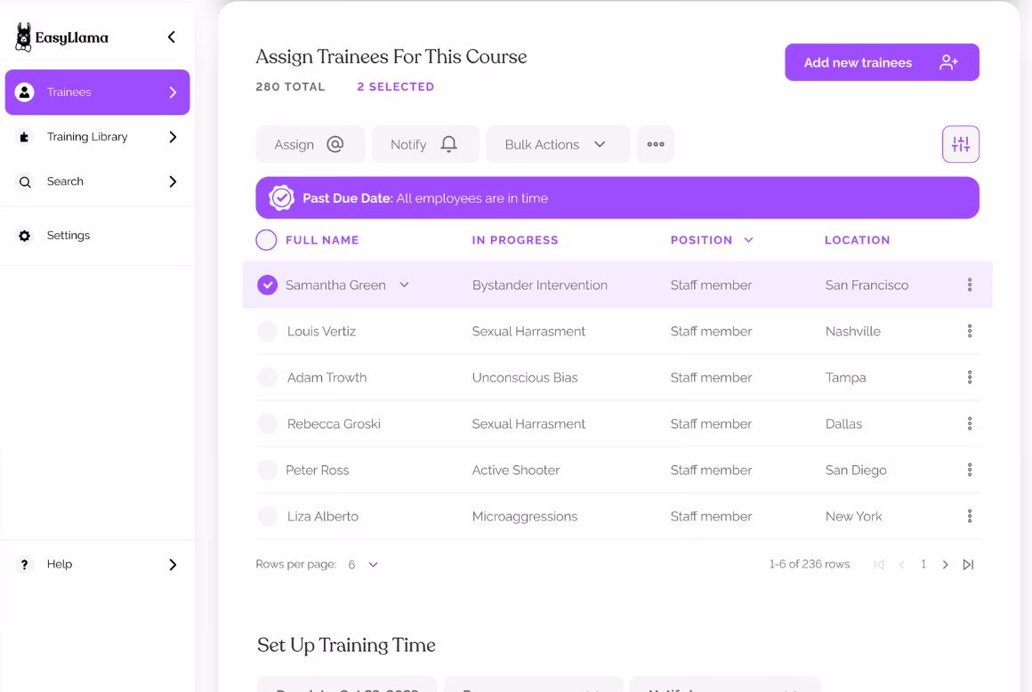 EasyLlama compliance training software interface