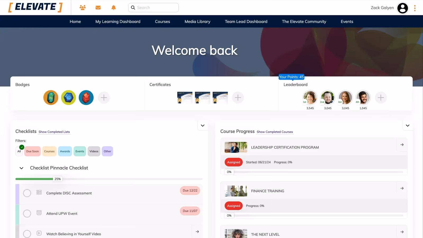 Tovuti LMS dashboard showing interactive course builder, learner community and analytics