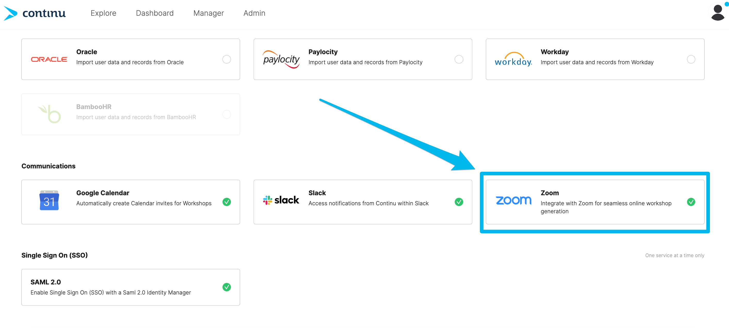 Continu's Zoom integration enables easy to manage virtual instructor-led training workshops.