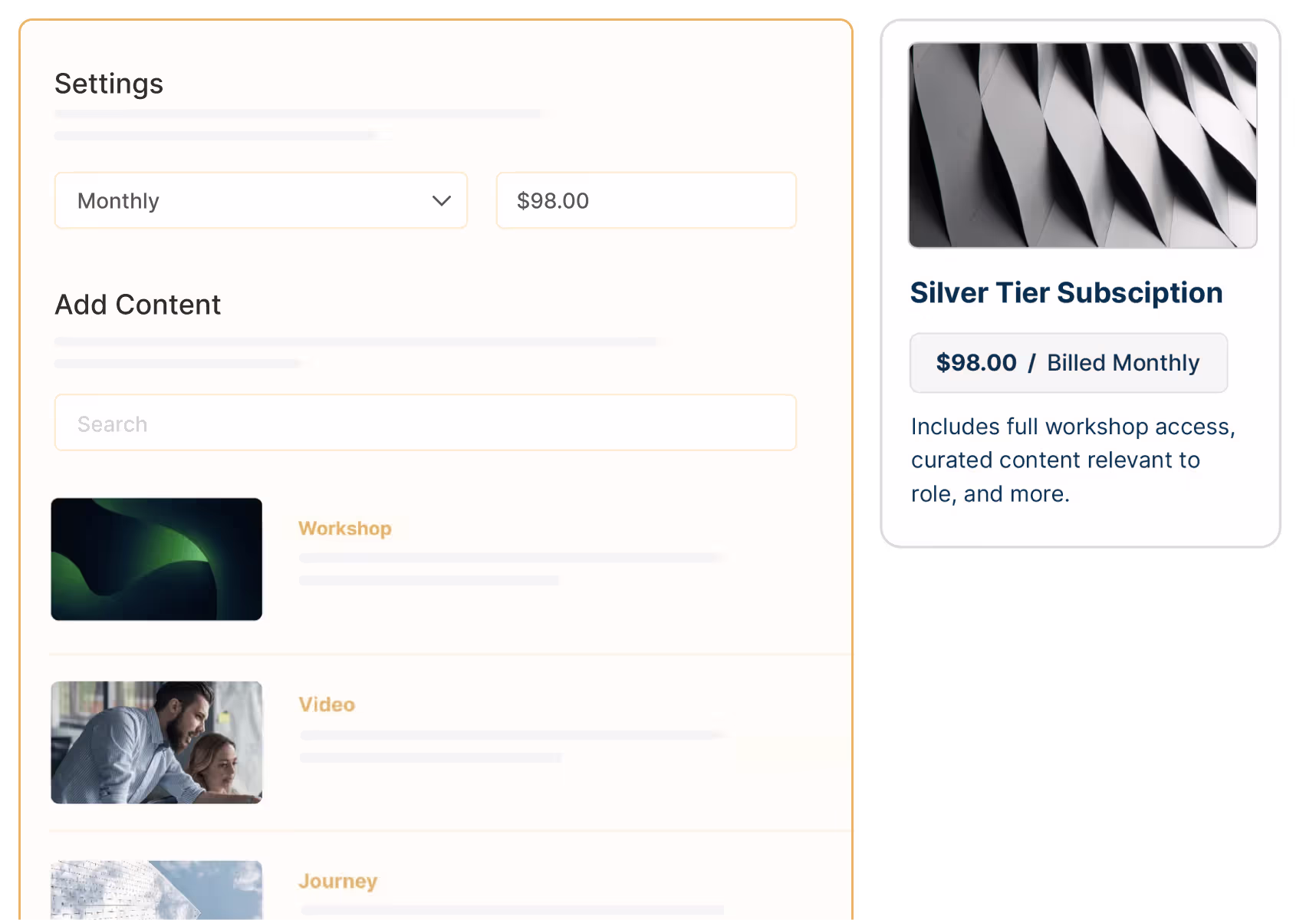 Easily bundle new or existing training content into your subscription tiers in Continu.