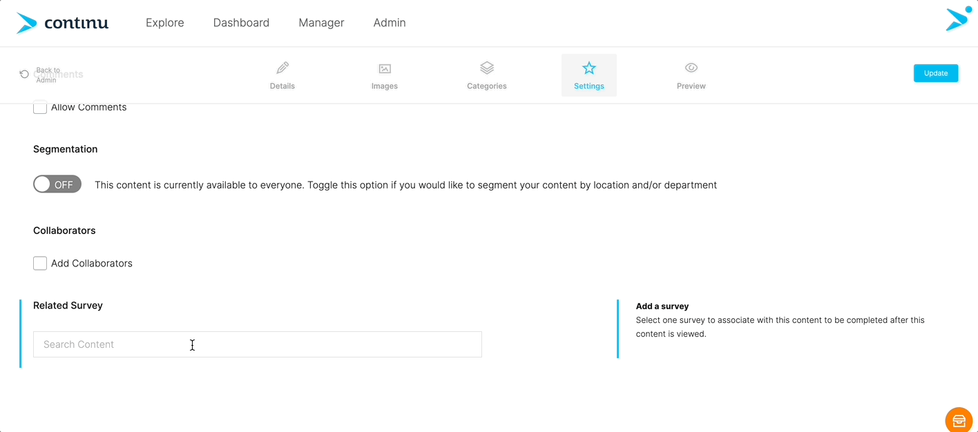 Attach surveys to training modules and collect post training feedback