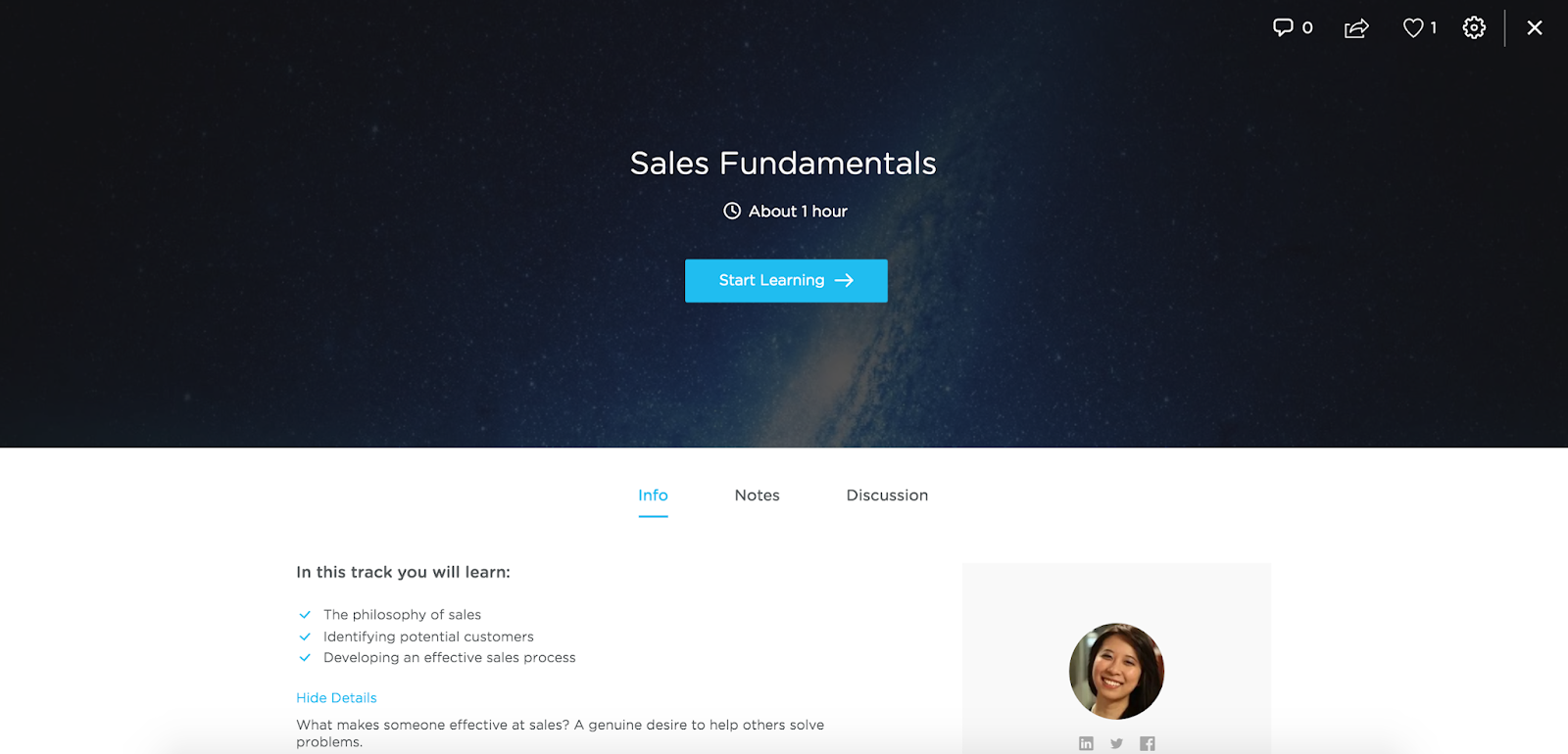 Sales enablement training course created in Continu