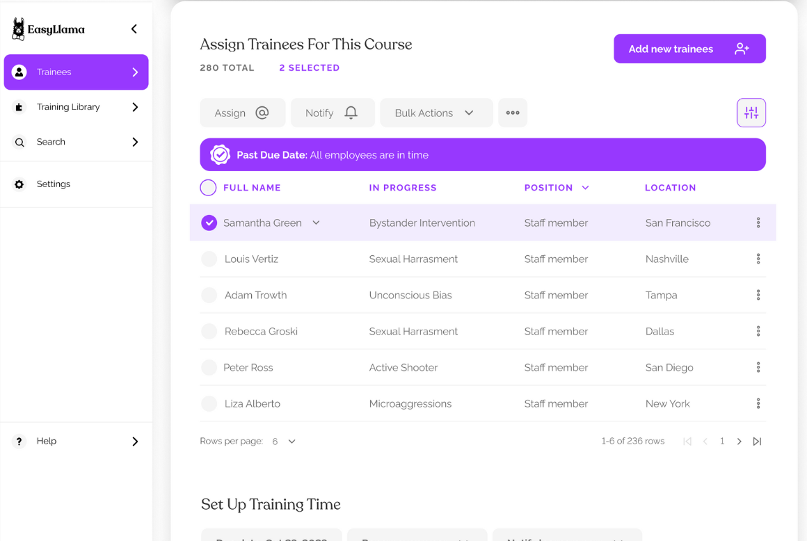 EasyLlama compliance training software interface