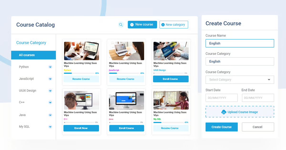 Paradiso LMS dashboard