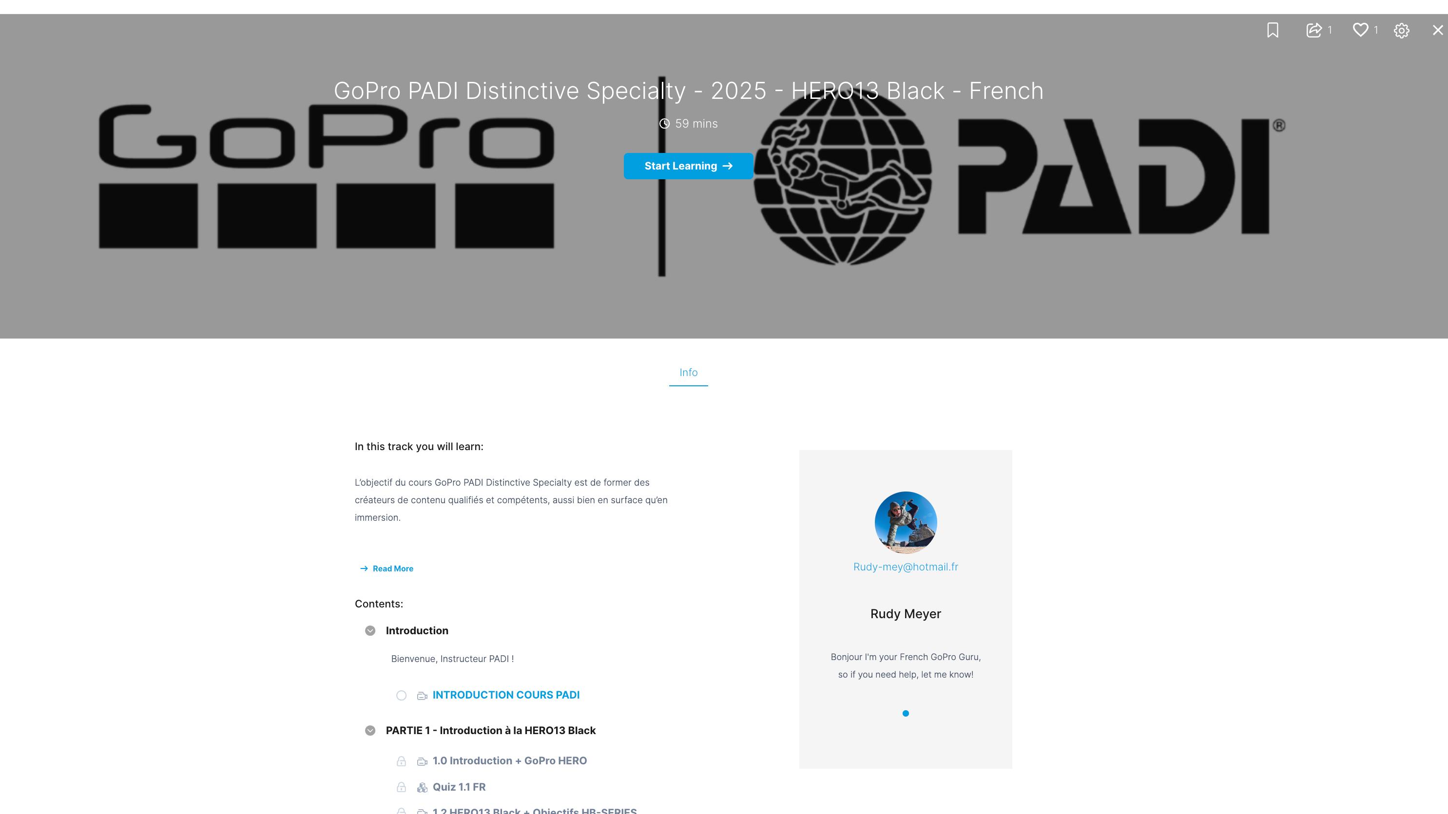 A French learning track in GoPro's Continu instance.